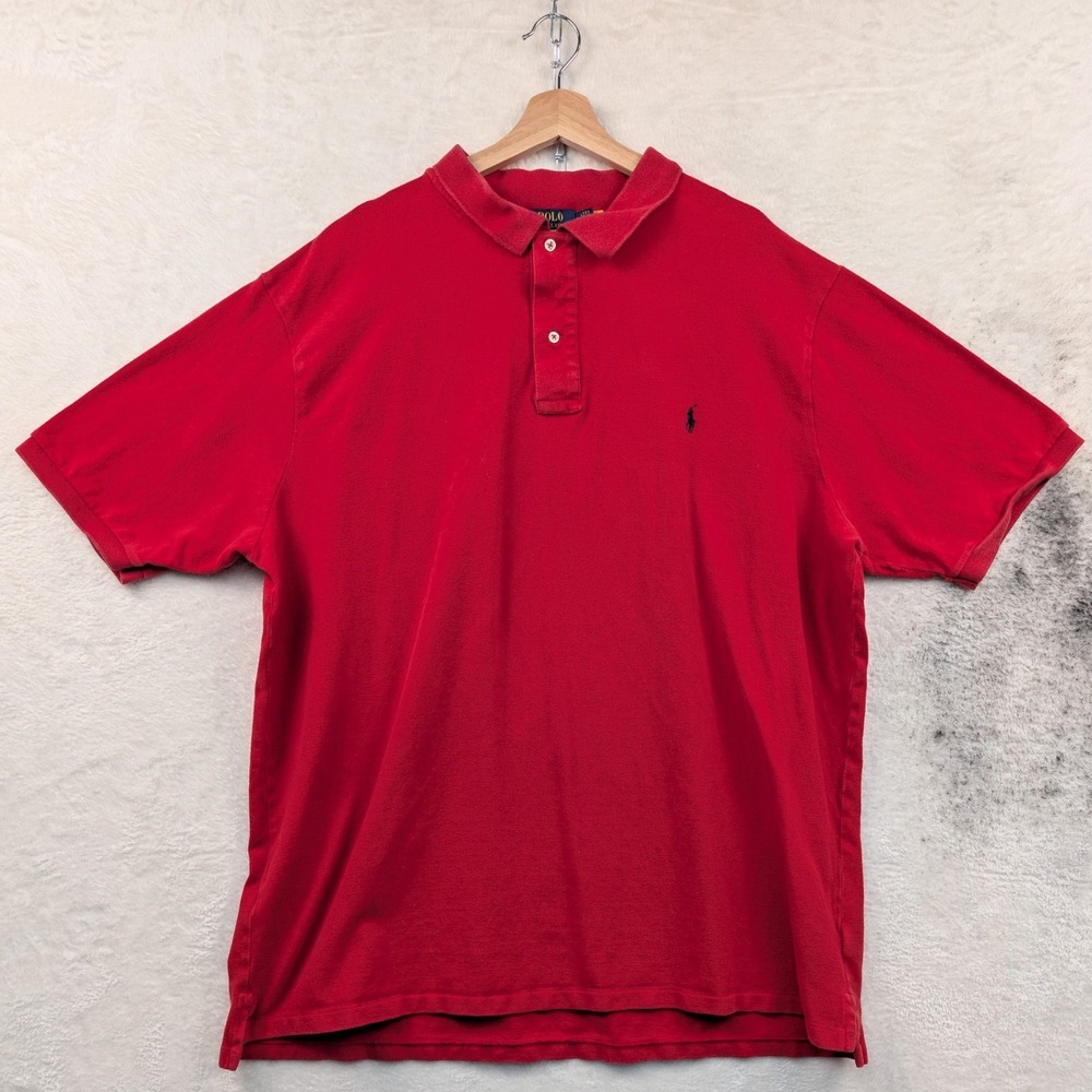 Polo Ralph Lauren Polo Shirt Men's 3XLT Red Cotton Pique Embroidered Golf Preppy